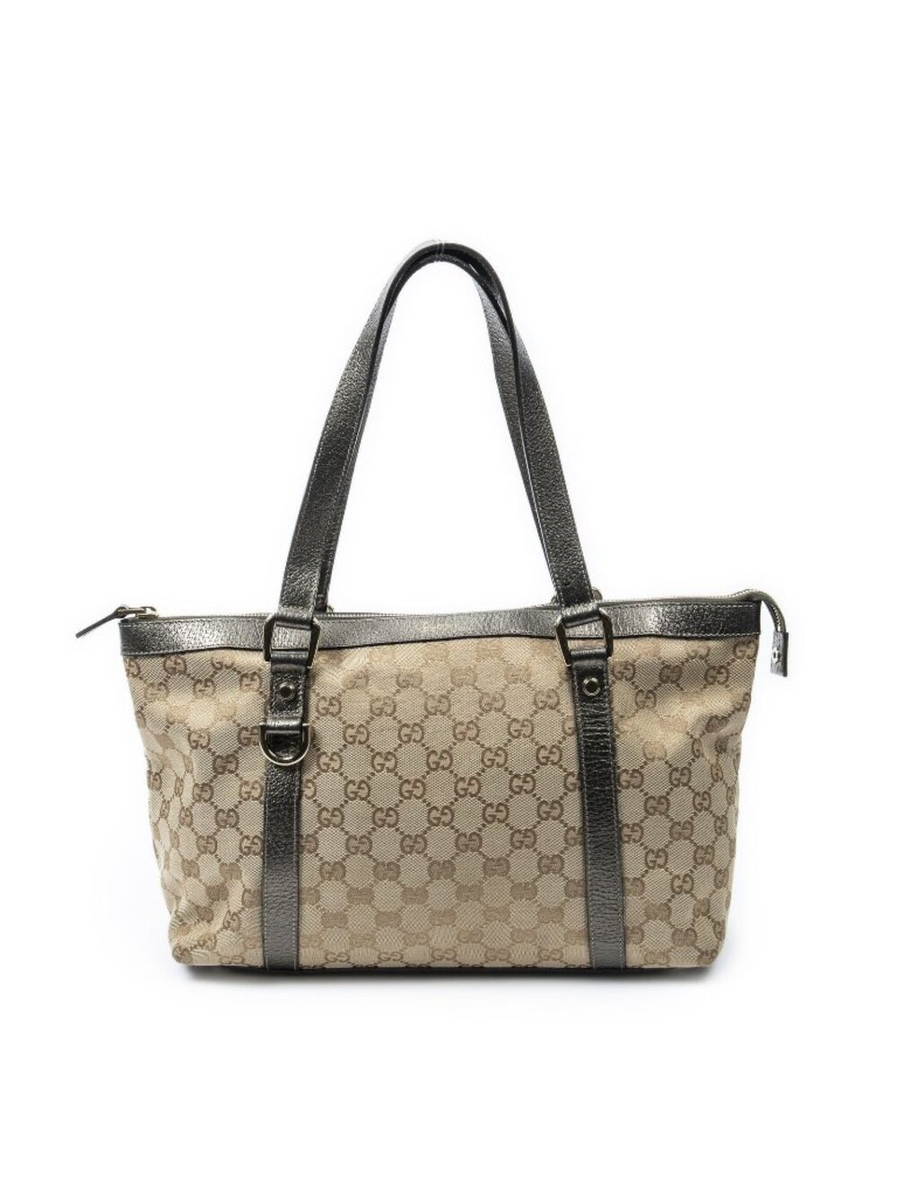 Gucci Abbey Zip Tote Beige Blanc GG Canvas